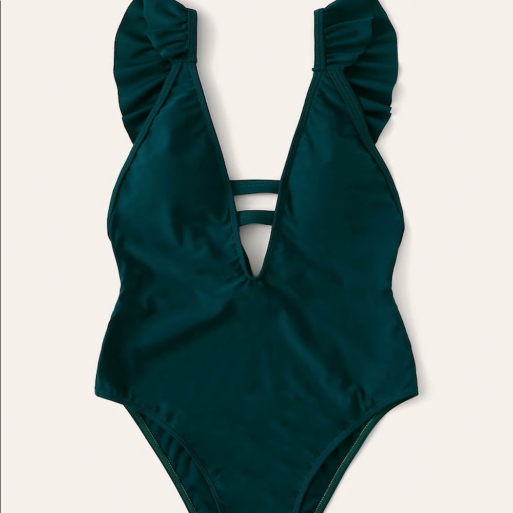 Ruffled V-Cut One Piece